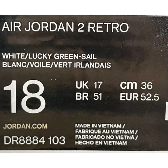 Size 18 Jordan 2 Retro Lucky Green Nike Air Jordan II Celtics DR8884-103 NO LID main image 8